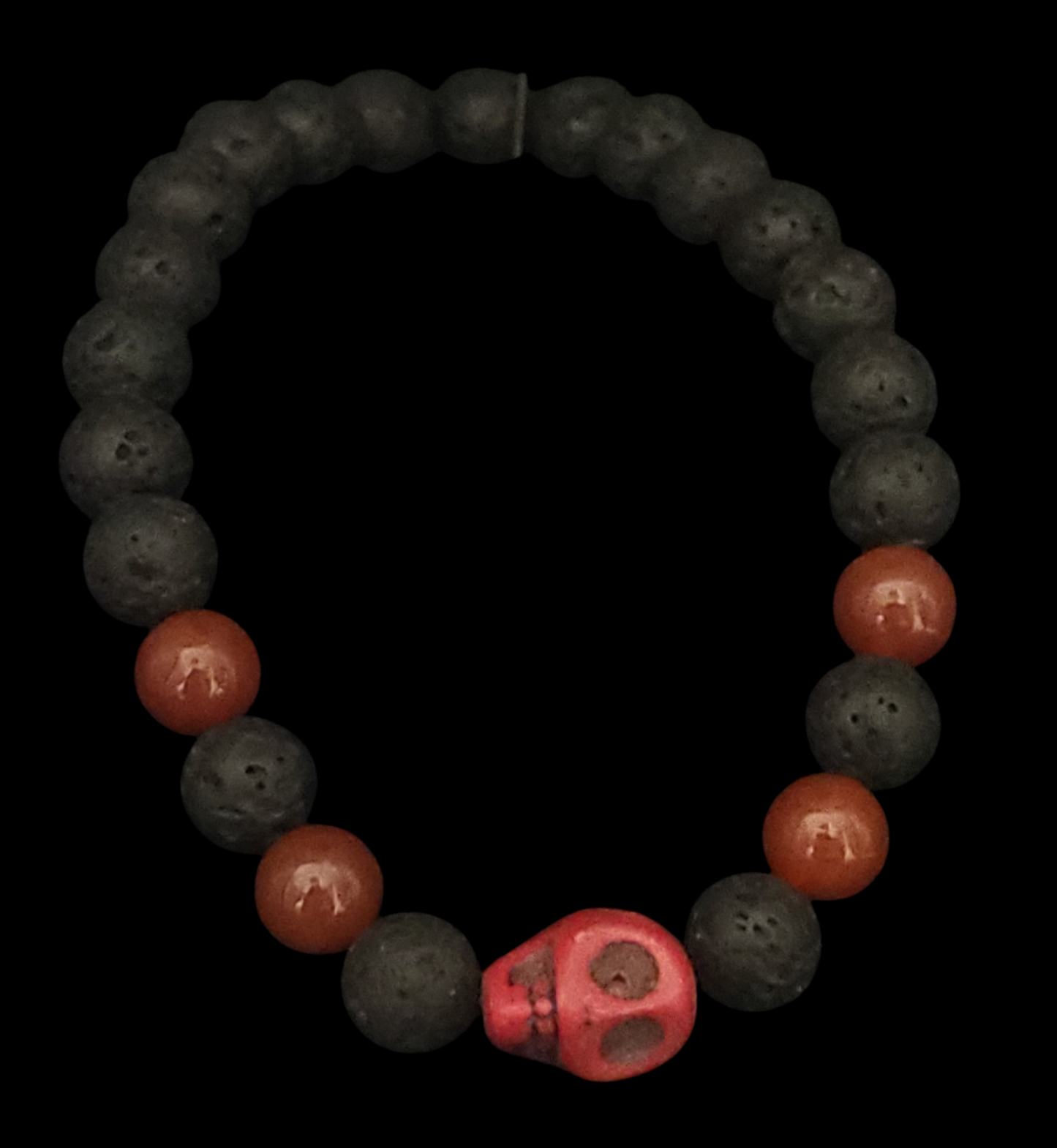 Lava Stone, Painted Turquoise, & Carnelian Bracelet