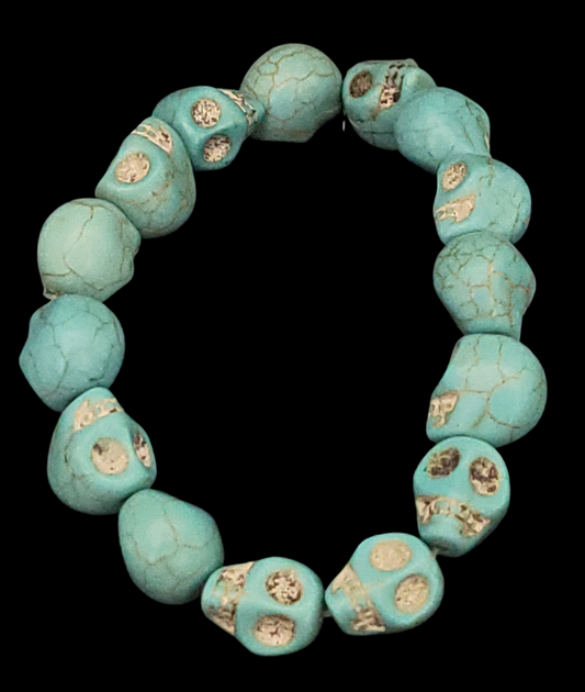 Jumbo Painted Turquoise Skull Bracelet