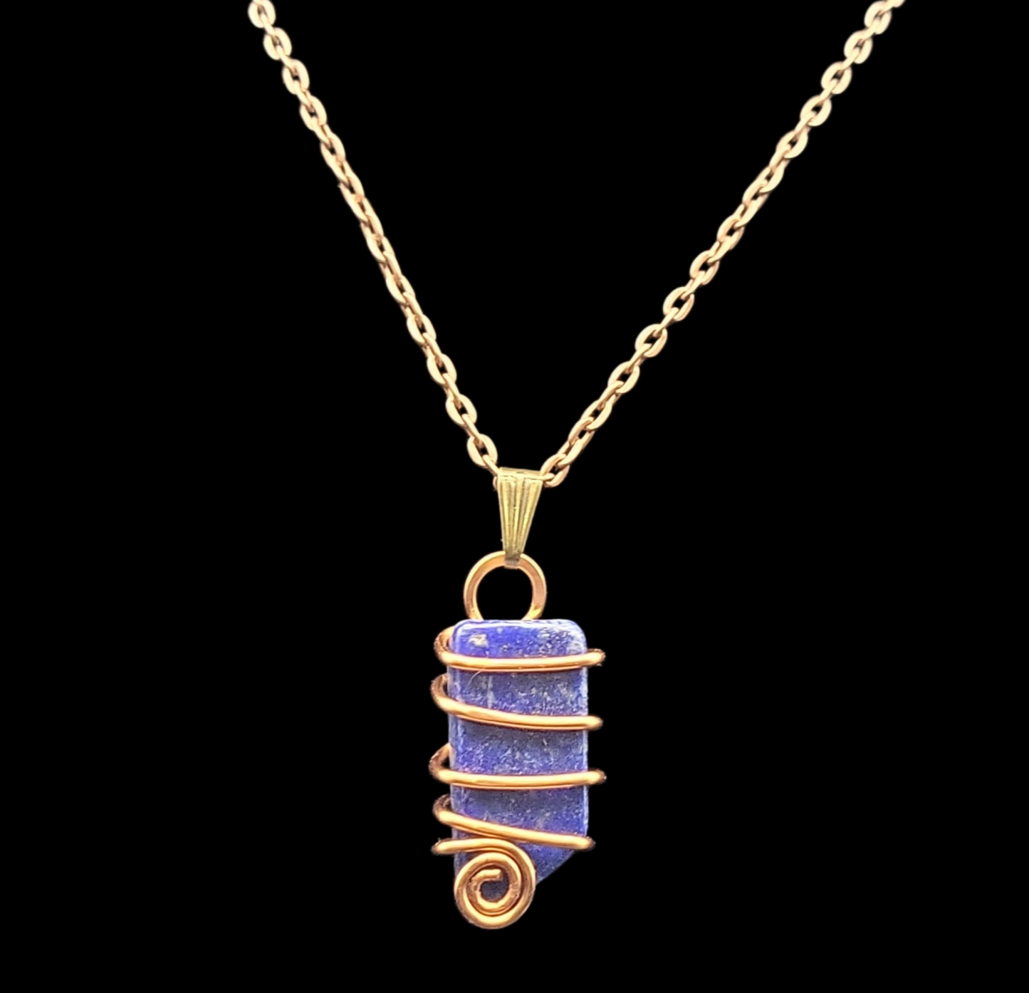 Spiral Wrapped Lapis Necklace