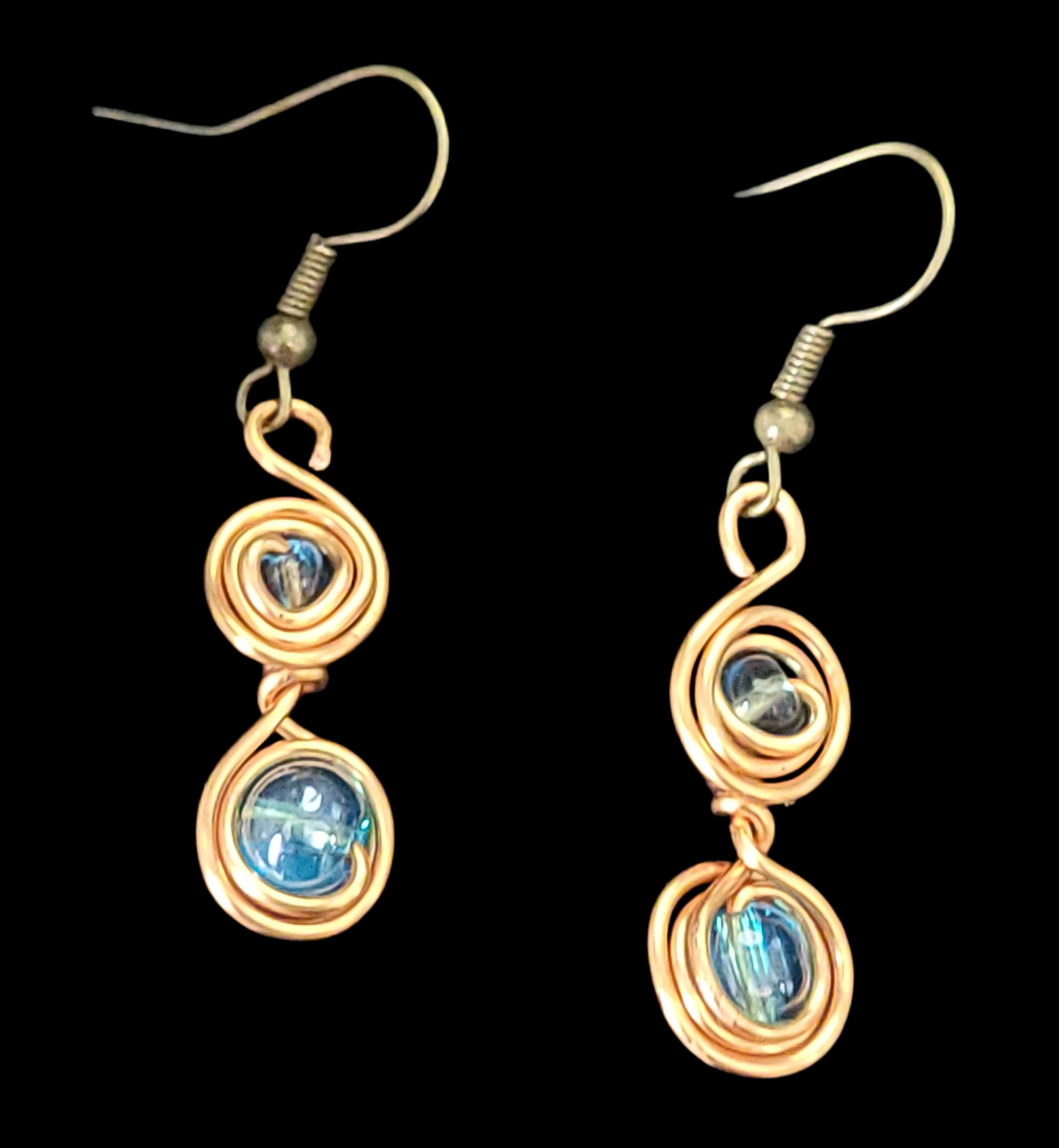 Glass Wrapped Spiral Earrings