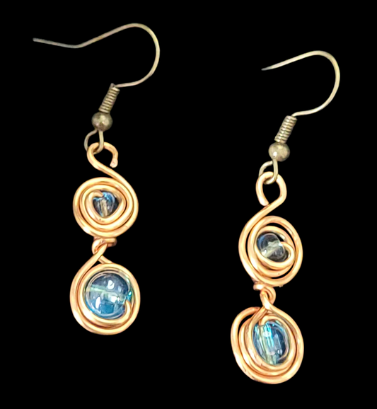 Glass Wrapped Spiral Earrings