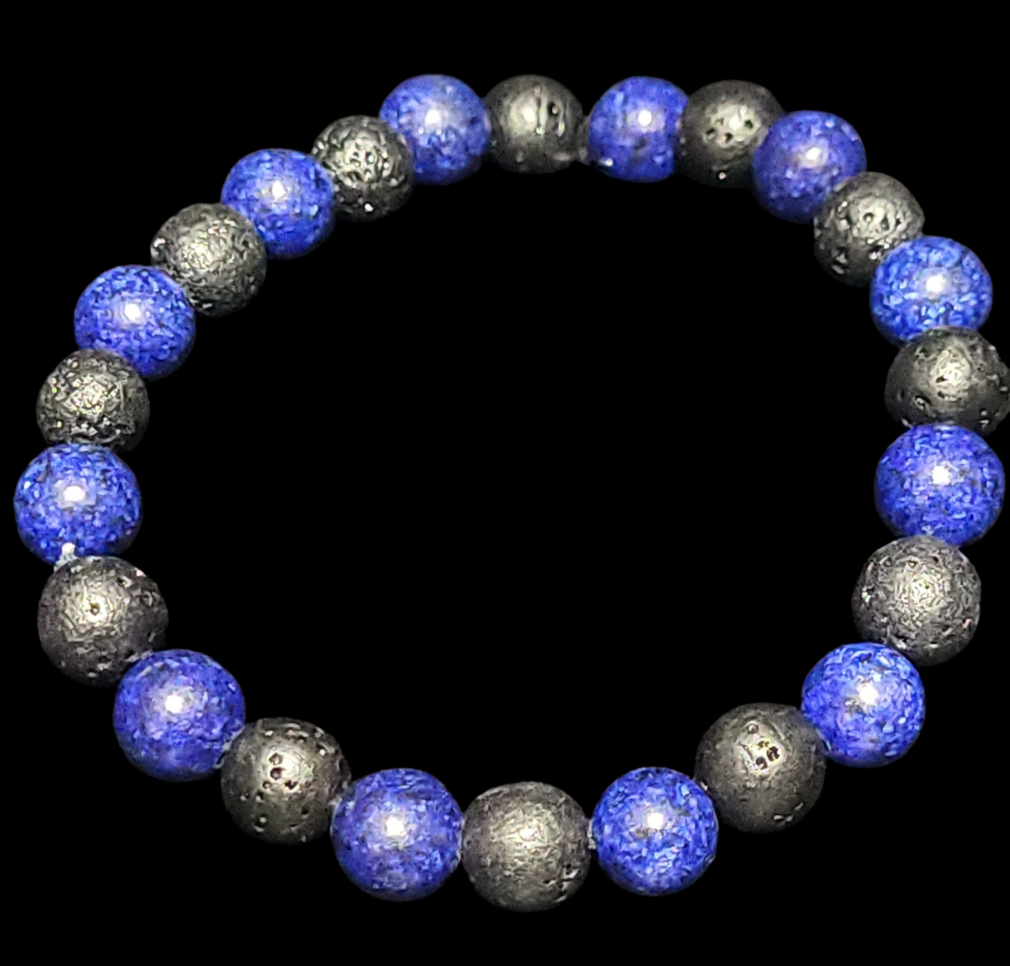 Lava Stone & Dyed Lapis Bracelet