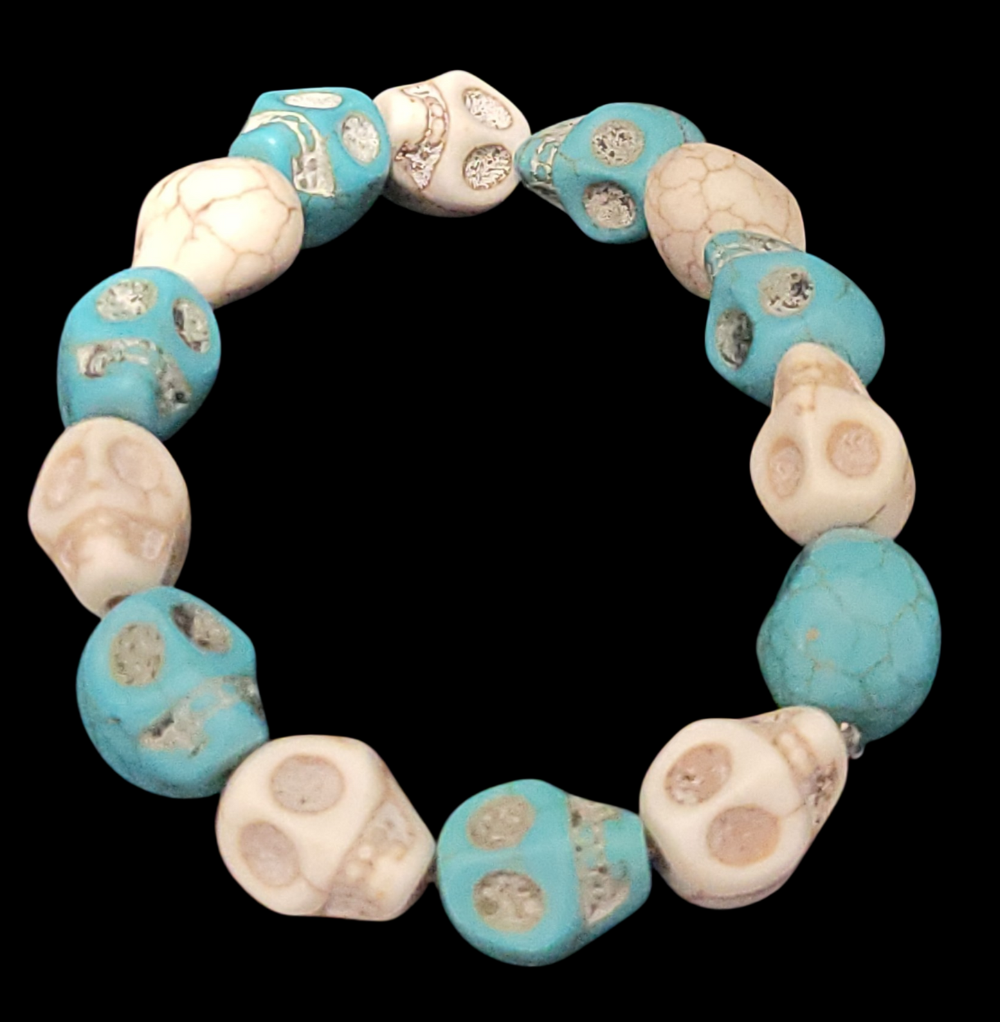 Jumbo Painted Turquoise Skull Bracelet