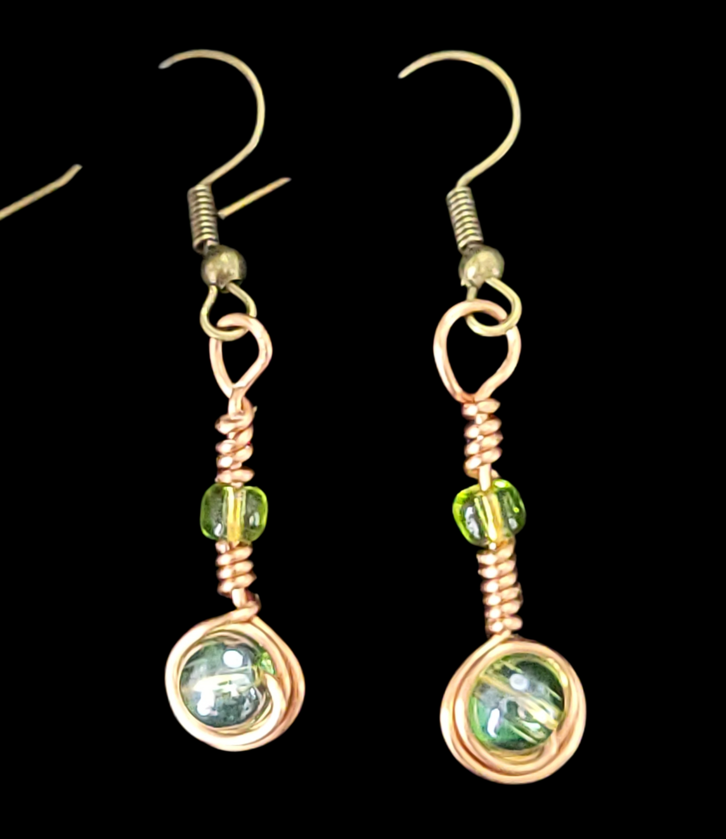 Glass Wrapped Spiral Earrings