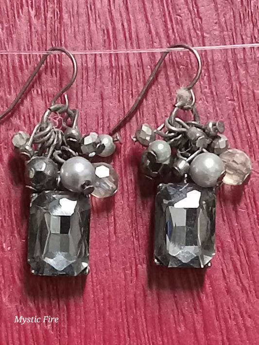 Silver Cluster Earrings